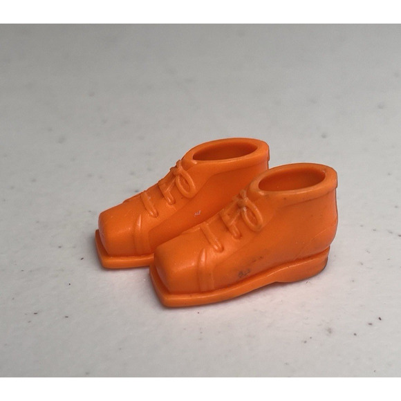 Vintage Barbie Ski Boots Shoes 1797 Ski Scene Orange Squishy 70s Black Mark - Picture 4 of 9